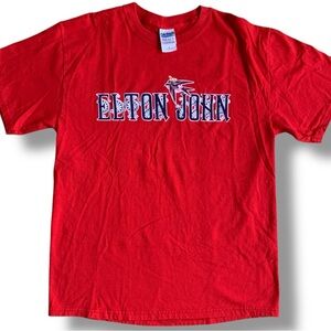 Vintage Elton‎ John T-Shirt Size XL Tour 2007 Concert Tee Red Double Sided Y2K